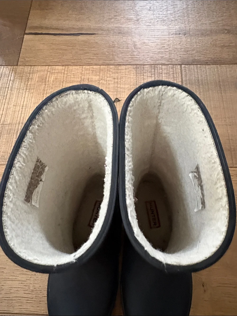 Hunter Kids Black Rubber Rain Boots with Fleece Lining 11 Toddler